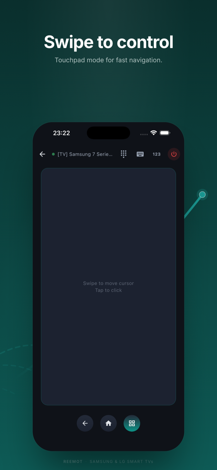 Reemot touchpad mode for moving a cursor on the TV